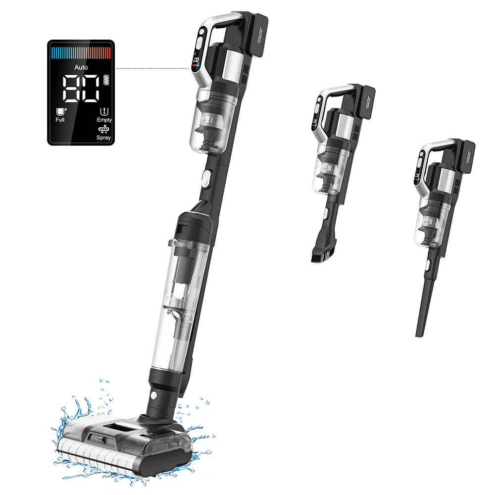 

JIMMY PW11 All-in-one Cordless Vacuum & Washer, 400W Strong Power, Single Brush Roll, Hot Air Fast Dry, LED Screen, IPX8 Waterproof Brushless Motor, 180° Lay Flat Design, Silver-black Color