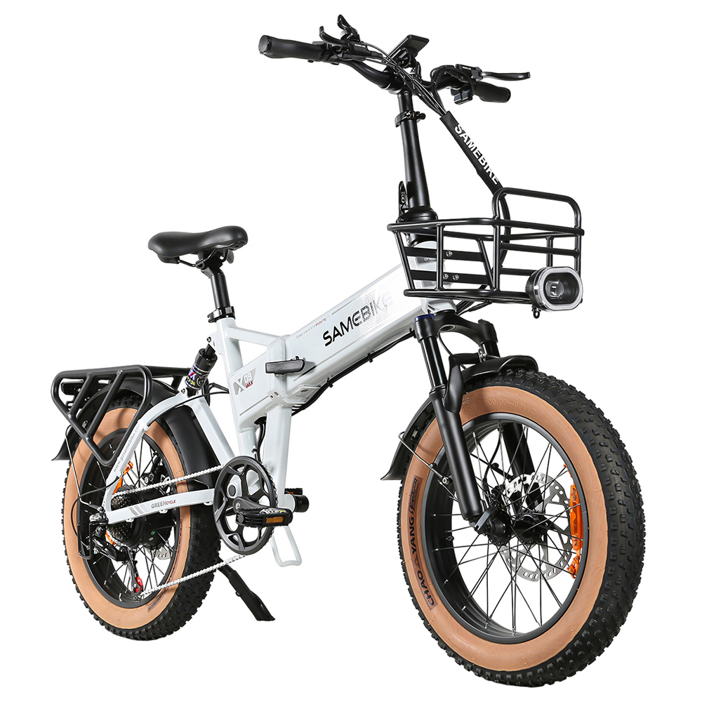 

SAMEBIKE XWLX09-II Mountain Electric Bike, 1000W Motor, 48V 15Ah Battery, 20*4-inch Fat Tire, 45km/h Max Speed, 130km Max Range, Hydraulic Disc Brakes, Shimano 7 Speed - White