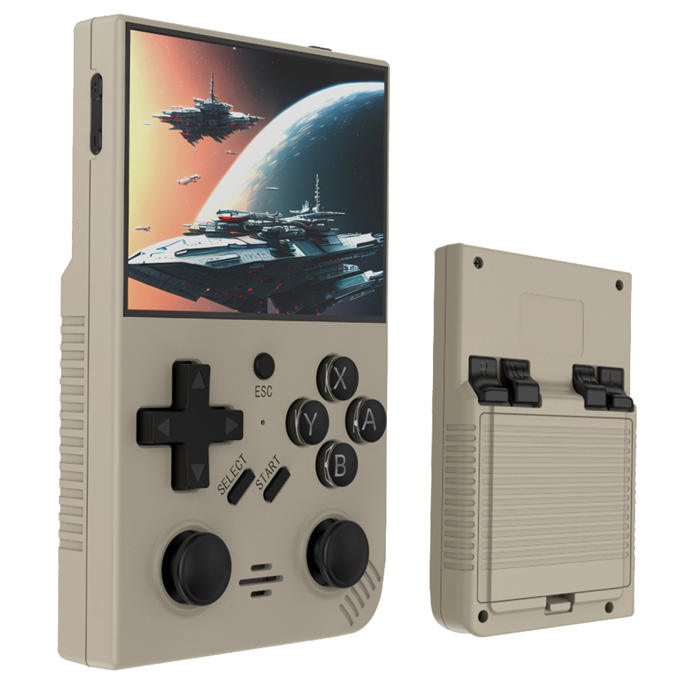 R35 Plus Handheld Game Console, 3.5 Inch 640*480 IPS Screen, Linux System, 64GB TF Card, 3000mAh Battery, 6 Hours of Playtime - Grey