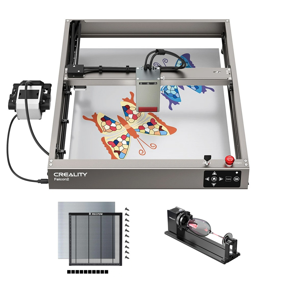 Creality Falcon2 40W Laser Engraver Cutter Kit, with Rotary Kit Pro & Laser Bed