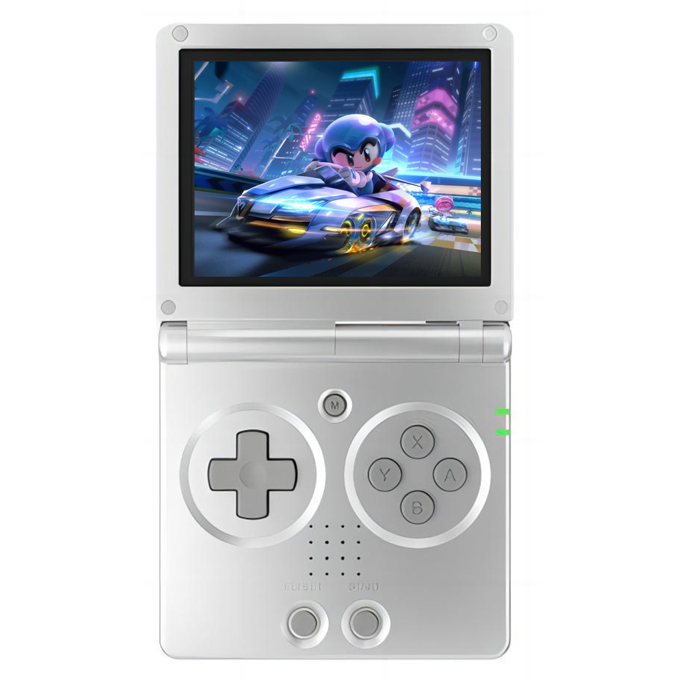 ANBERNIC RG35XXSP Flip Game Console, 3.5-inch IPS Screen, 64GB TF Card with 5000+ Games, Hall Magnetic Switch - Silver