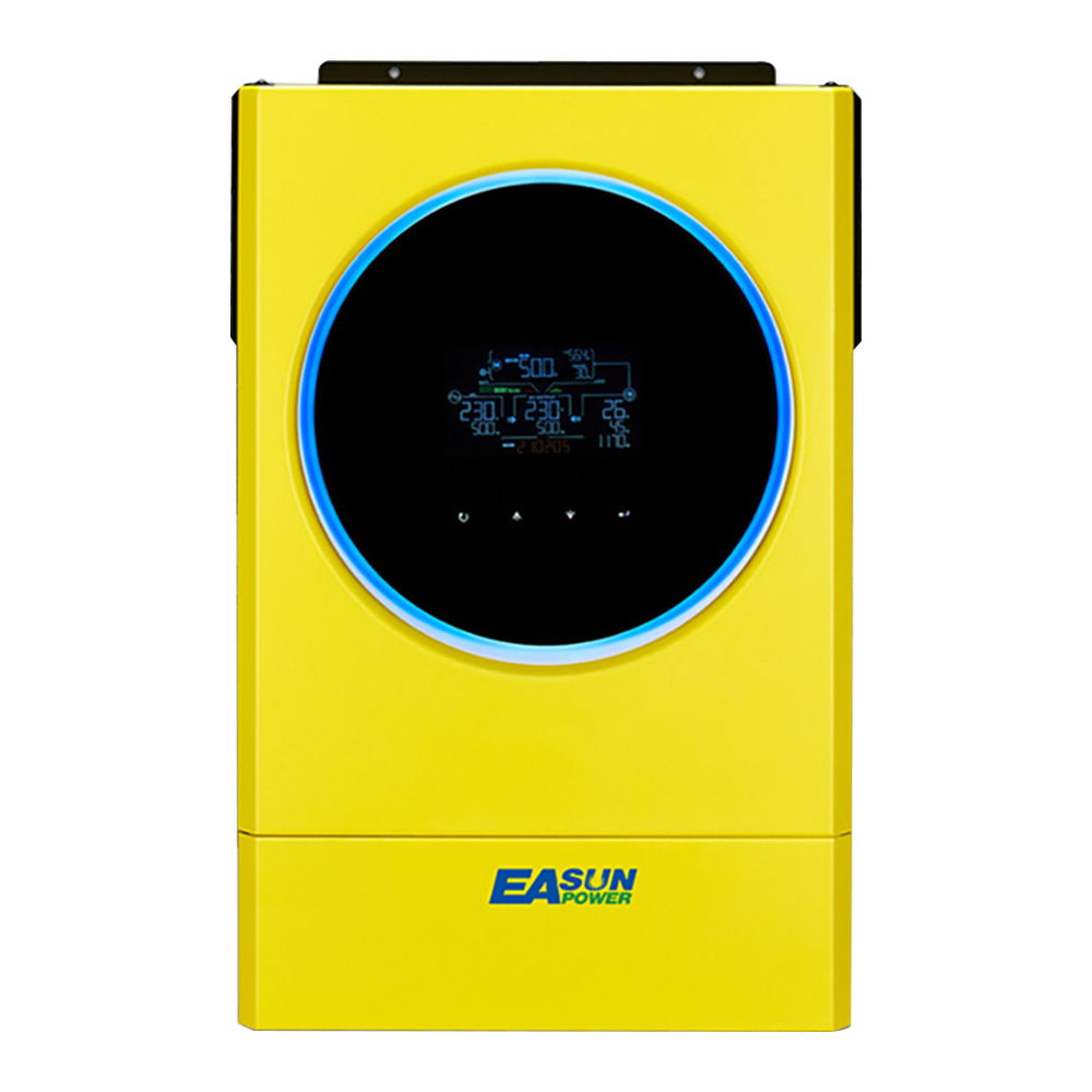 

EASUN POWER IGrid SV IV 5.6KW Hybrid Solar Inverter, 48V Battery Voltage, Max 6000W PV Array Power, 120A Charge Current, Pure Sine Wave, Parallel Support, Touch Screen Display, Built-in WiFi, Yellow
