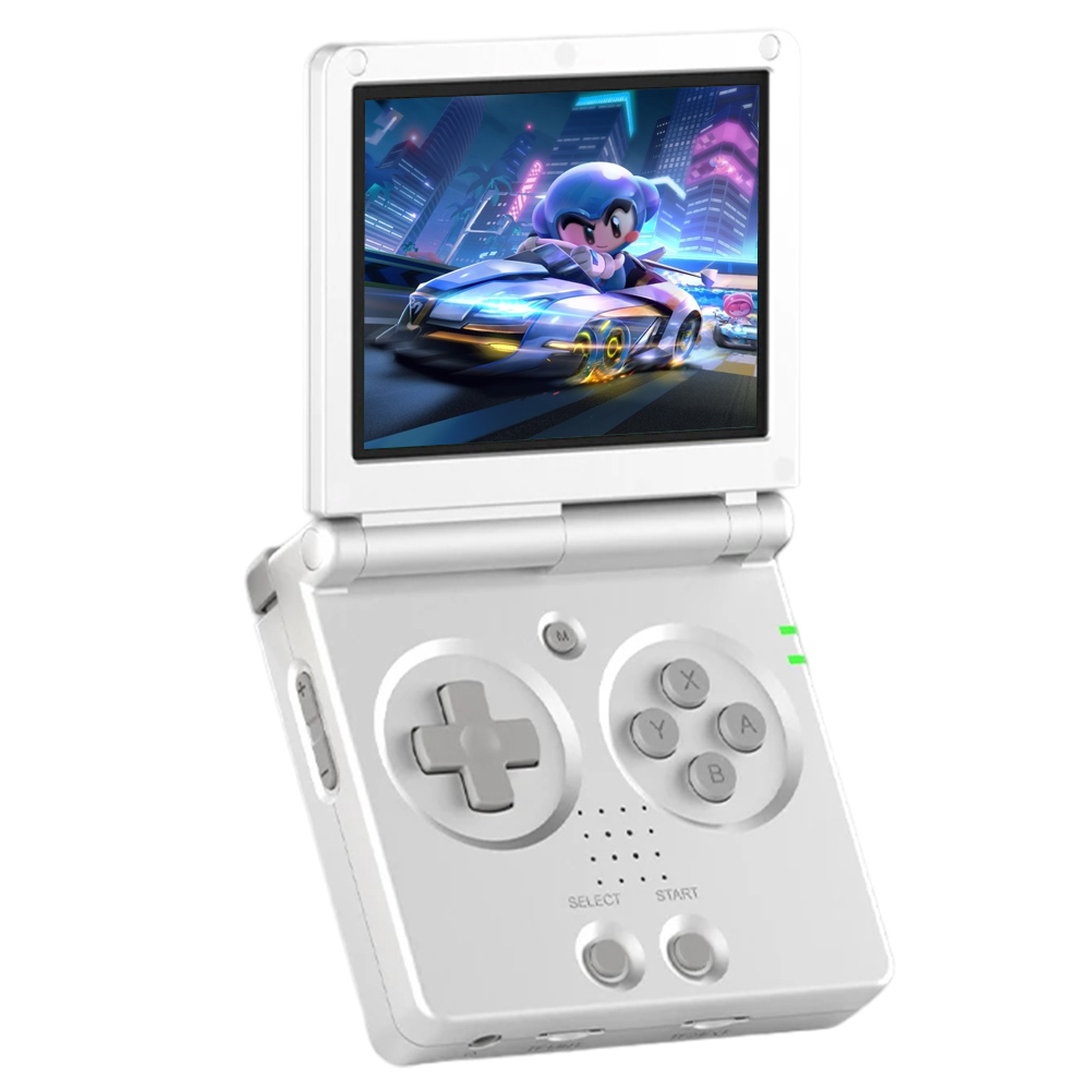 ANBERNIC RG35XXSP Flip Handheld Game Console, 3.5-inch IPS Screen, 64GB + 128GB TF Card with 10000+ Games, Hall Magnetic Switch - Silver