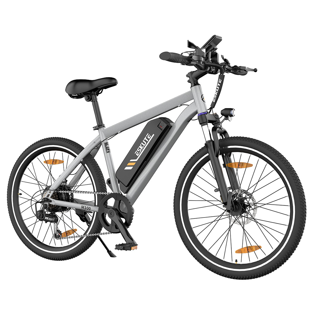 

ESKUTE M100 Electric Bike, 250W Brushless Motor, 36V 10.4Ah Removable Battery, 27.5*1.95" Tires, 25km/h Max Speed, 50-60km Range, Disc Brakes, SHIMANO 7-speed, Front Suspension