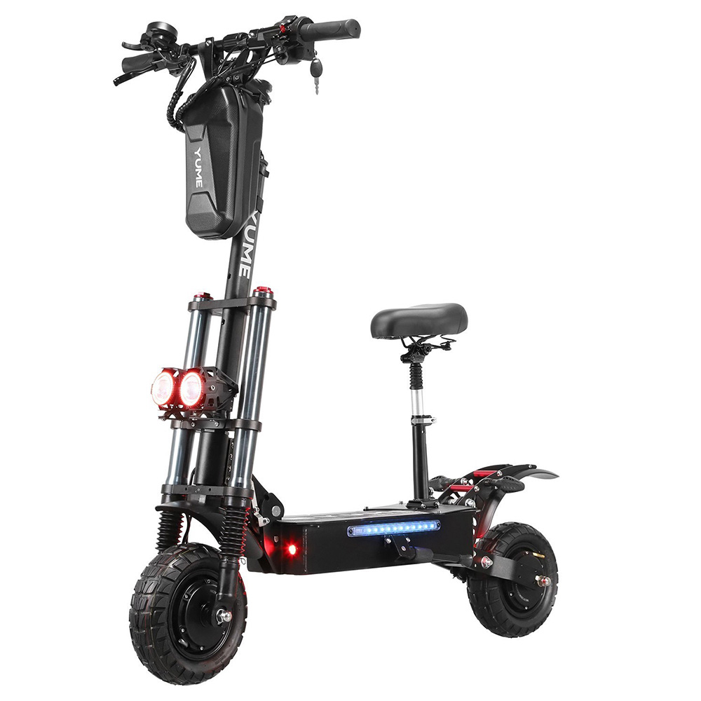 

YUME Y10 Electric Scooter, 1200W*2 Motor, 52V 23.4Ah Battery, 10" Off-road Tubeless Tires, 40mph Max Speed, 40miles Range, Front and Rear Hydraulic Disc Brake, Black