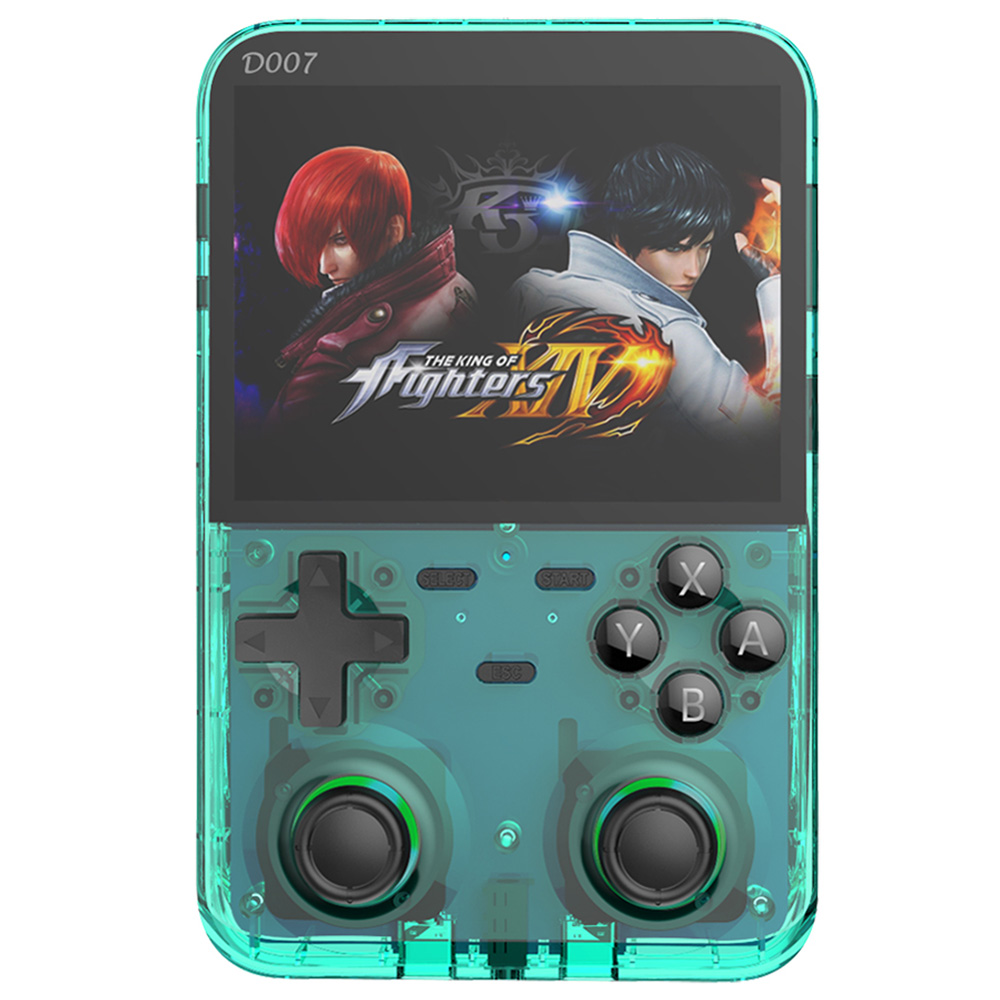 D007 Plus 64GB Handheld Game Console, 10000+ Games Preinstalled, 3.5-inch IPS Screen, Support Game Controller Connection - Transparent Blue