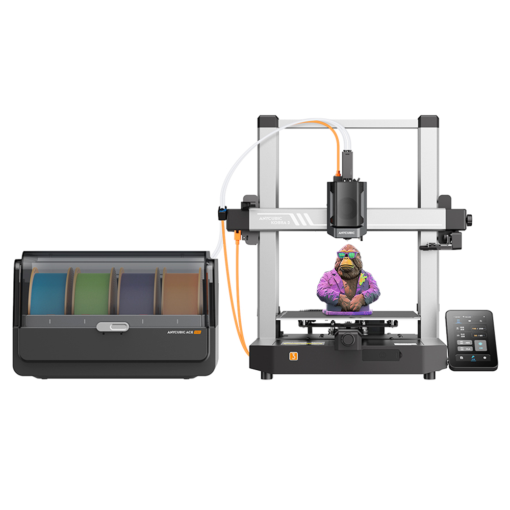 Anycubic Kobra 3 3D Printer with ACE Pro Combo, Max 600mm/s Speed, Smart Multi-Color Printing, Dual PTC Heating Syst, Auto Leveling, Nozzle Clog Detection, 250*250*260mm