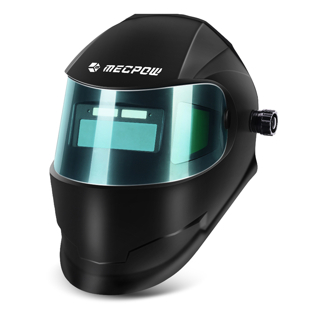 Mecpow MPWM-2401D Auto Darkening Welding Helmet with 180° Viewing Angle, Headgear Knobs, Solar Cell/Lithium Battery Power, Black