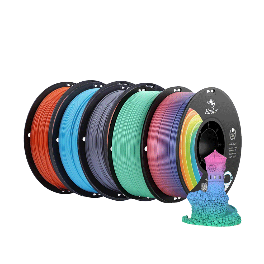 5kg Creality Ender-PLA Pro (PLA+) Filament - (1kg Orange + 1kg Blue + 1kg Gray + 1kg Green + 1kg Rainbow)