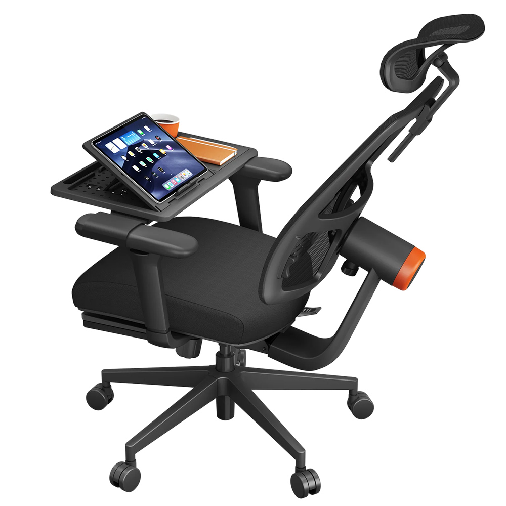 NEWTRAL MagicH-BP Ergonomic Chair with Detachable Workstation Desktop, Auto-Following Backrest, Adaptive Lower Back Support, Adjustable Armrest Headrest - Black