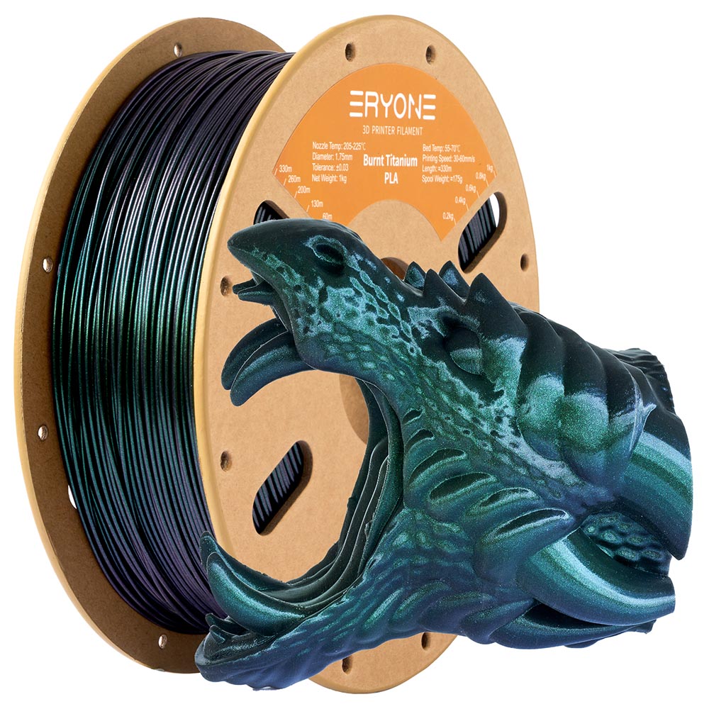 1kg ERYONE Burnt Titanium PLA 3D Printer Filament - Green