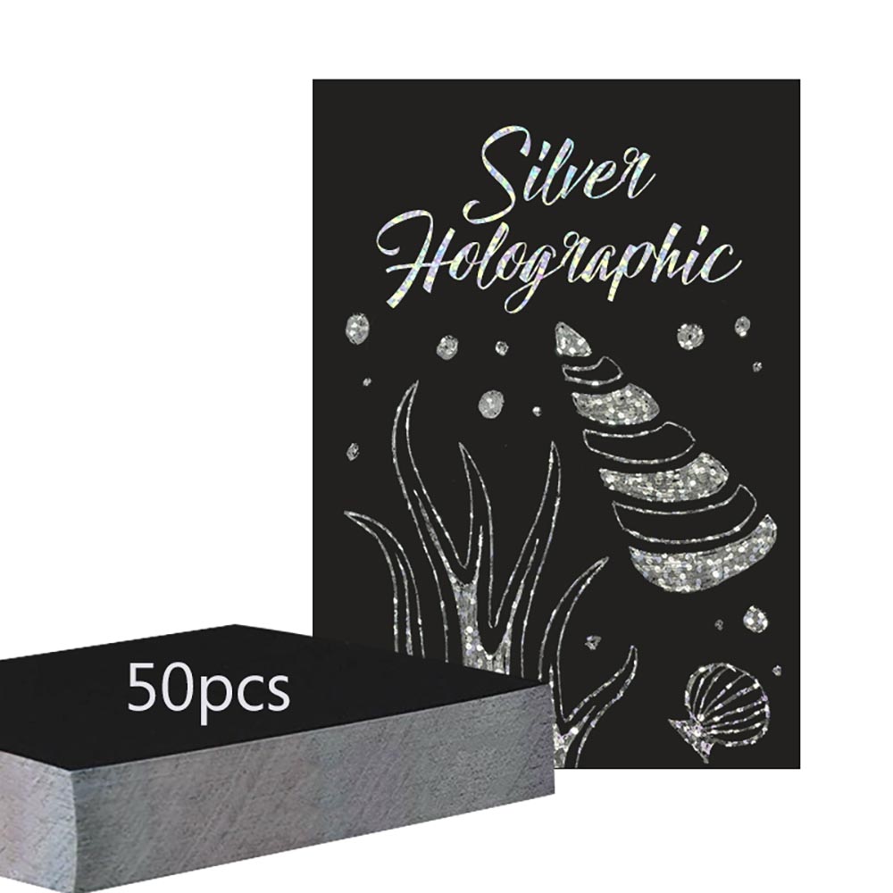 50 Sheets of Silver Laser Scratch Paper, A4 Size in 11*8.2 inches