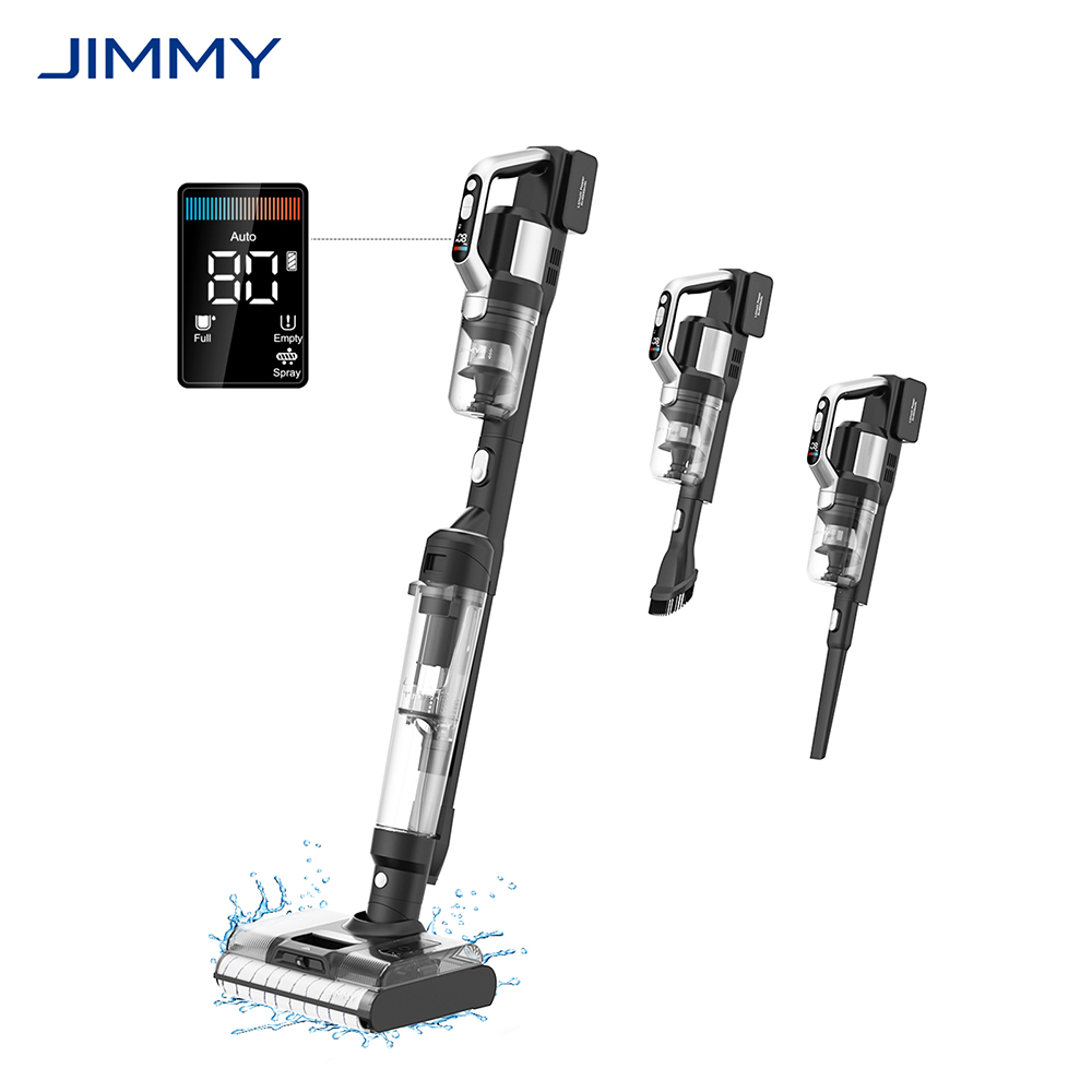 

JIMMY PW11 All-in-one Cordless Vacuum & Washer, 400W Strong Power, Single Brush Roll, Hot Air Fast Dry, LED Screen, IPX8 Waterproof Brushless Motor, 180° Lay Flat Design, For Hard Floors, Pet Hair