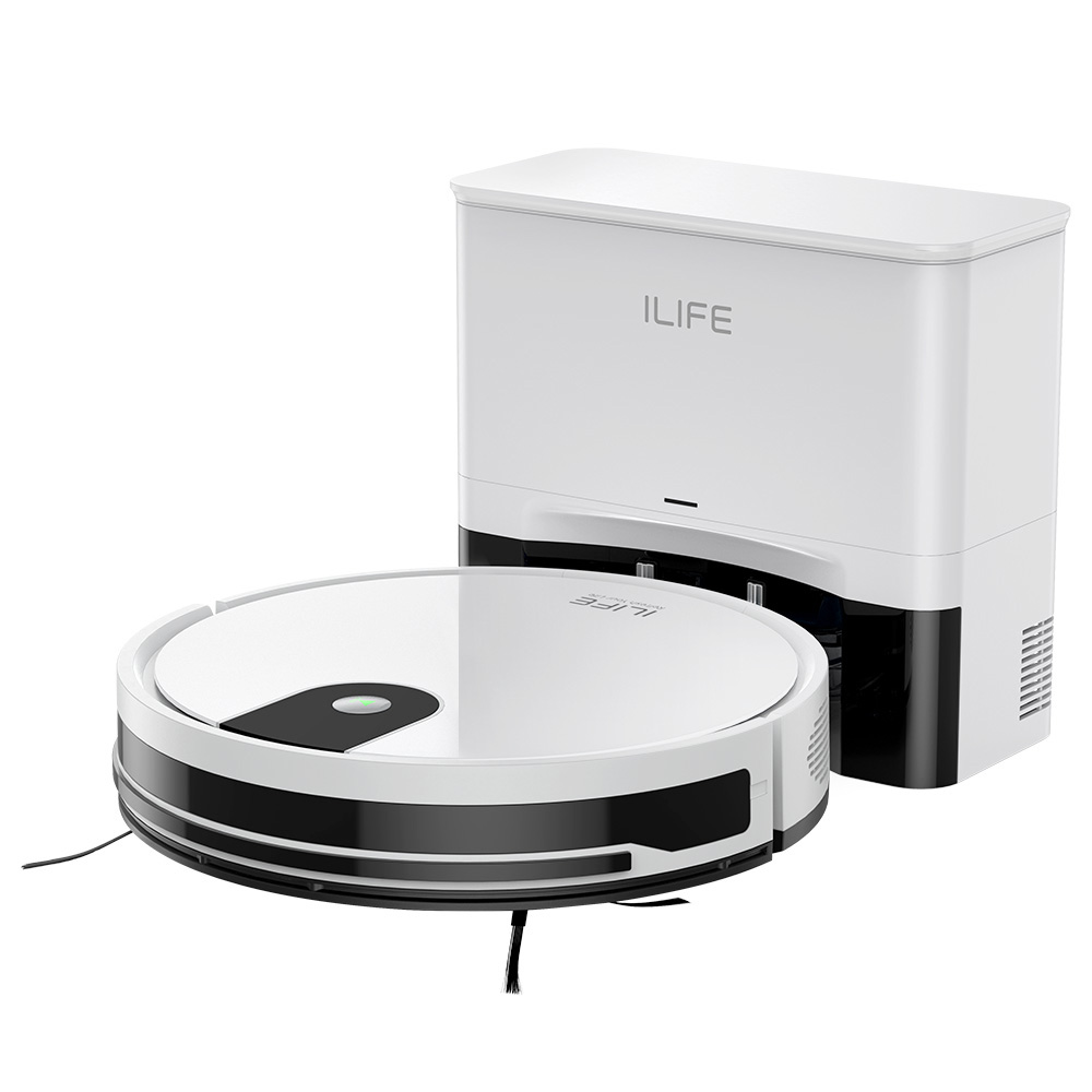 

ILIFE G9 Pro Robot Vacuum Cleaner with Self-Emptying Station, 2-in-1 Vacuum and Mop, 3000Pa Suction, 100mins Runtime, 2.5L Dust Bag, Support Alexa/Google Home, Ideal for Pet Hair, Carpets and Hard Floors - White