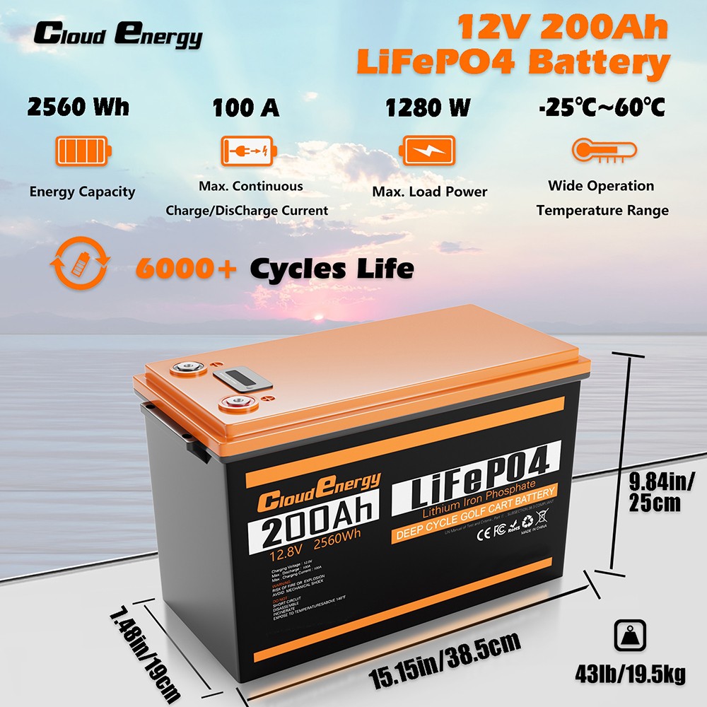 Cella Batteria LiFePO4 12V 200Ah | 2560Wh | Per Camper, Barche, Solar | Lunga Durata 6000 Cicli | Sicura - Foto 9