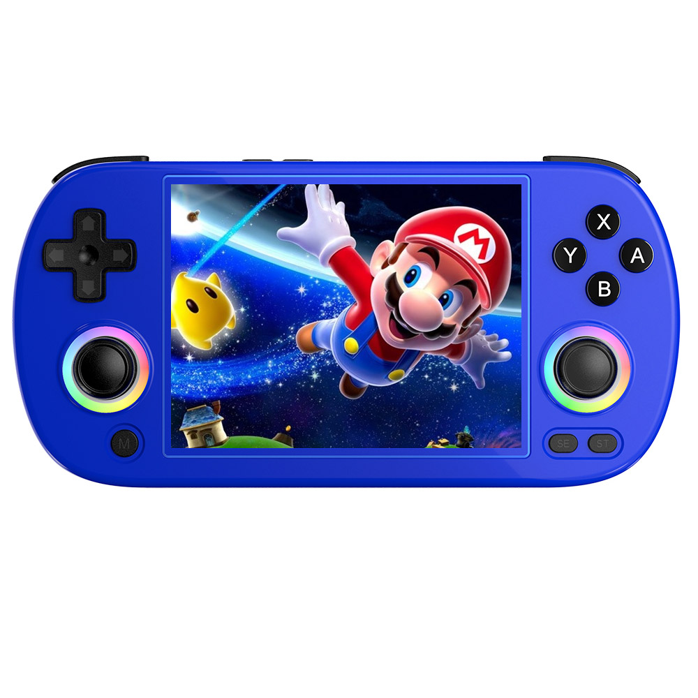 ANBERNIC RG40XX H Retro Game Console with RGB Light, 64GB TF Card with 5000+ Games, LPDDR4 1GB, 640*480P IPS Screen, 3200mAh Battery for 6 Hours Autonomy, Linux OS, 5G Wifi Bluetooth, Moonlight Streaming - Blue