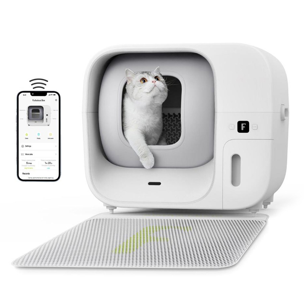 Furbulous Automatic Self-Cleaning and Self-Packing Cat Litter Box, Smarter Care with App Control, 60L Large Capacity, Auto-Cleaning, Perfect for Large-sized Cats and Multi-cats Family (Upgraded)