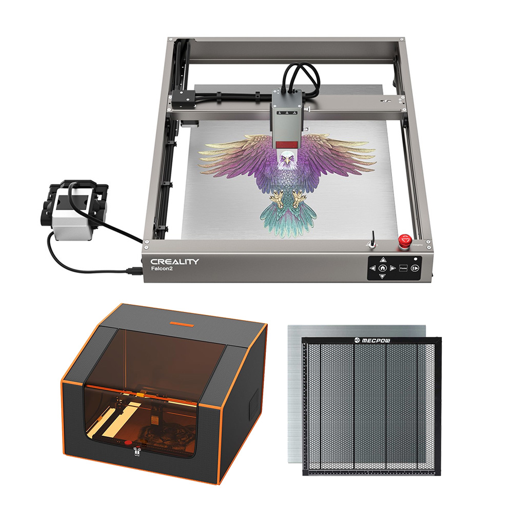 Creality Falcon2 22W Laser Engraver Cutter + Mecpow H44 Laser Bed + Mecpow FC1 Enclosure