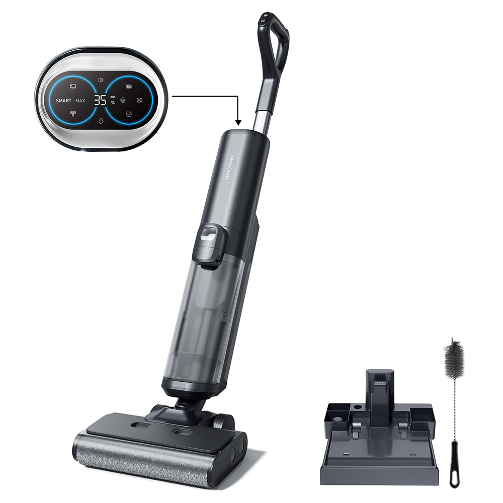 

Proscenic F20A Cordless Vacuum and Mop, 35min Runtime, LED Screen, Self-Cleaning & Air Drying, All-Around Edge Cleaning, App Control, Solid-Liquid Separation