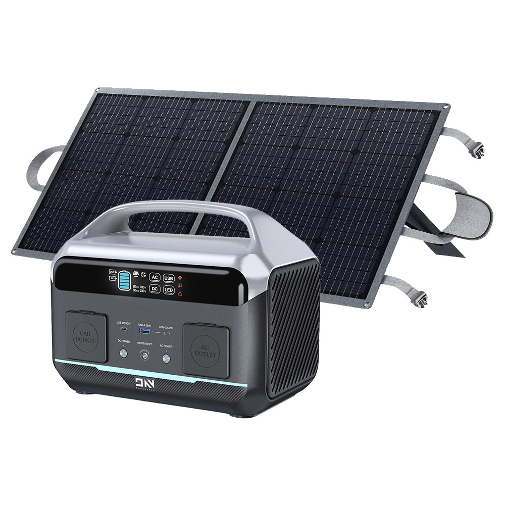 DaranEner NEO300 Pro Portable Power Station + DaranEner SP100 Foldable Solar Panel, 307.2Wh LiFePO4 Battery, 600W Output, 5 Ports, 4 LED Mode