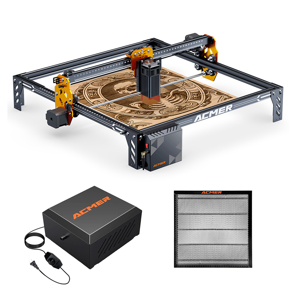 ACMER P1 S Pro 6W Laser Engraver + E10 Laser Bed + C4 Air Assist Kit