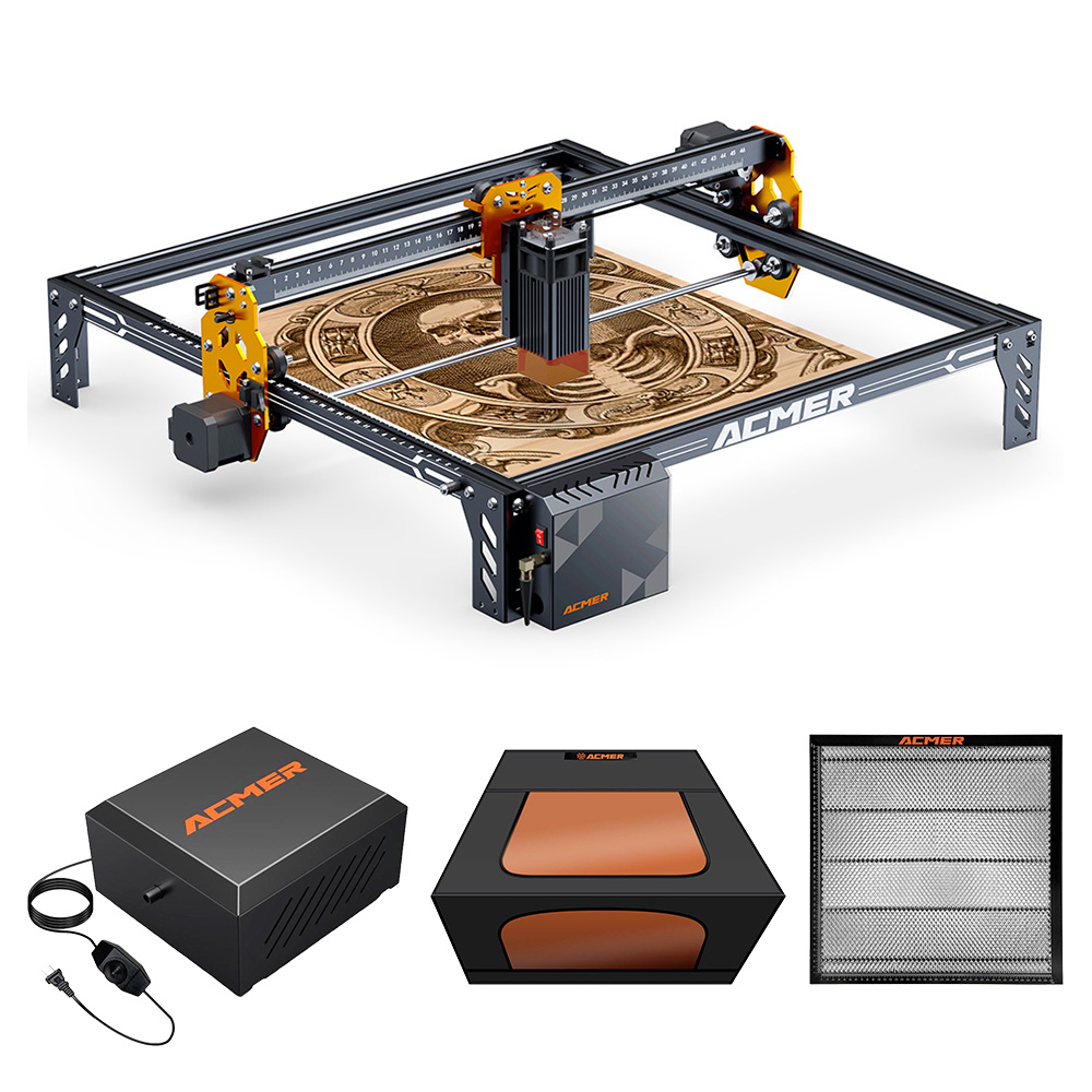 ACMER P1 S Pro 6W Laser Engraver + E10 Laser Bed + C4 Air Assist Kit + R10 Fireproof Enclosure