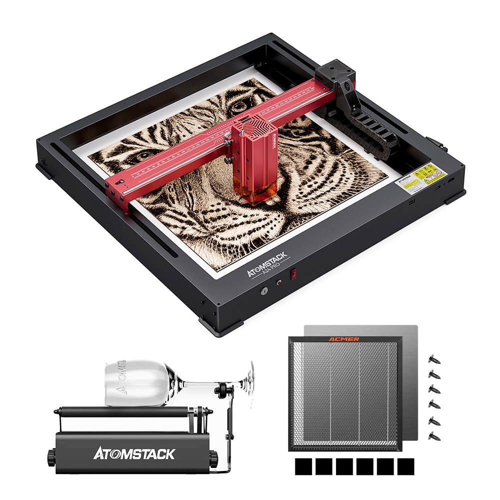 ATOMSTACK A24 Pro 24W Laser + Rotary Roller + Laser Bed