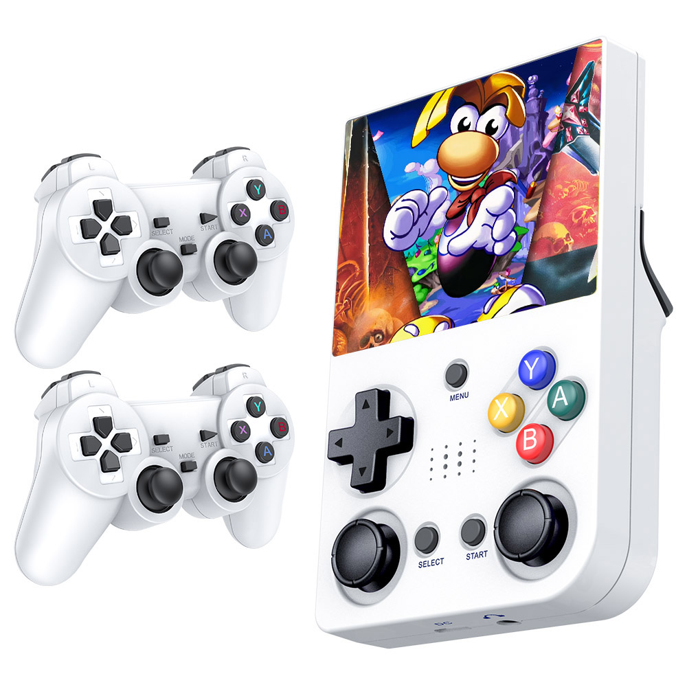 

SJGAM M21 Handheld Game Console + 2 Game Controllers, 2GB Memory + 64GB TF Card, 1219 Games Built-in, Linux / Emelec 4.3, Supports 30 Emulators , 3.5-inch Screen, 3D Rocker, 3000mAh Battery for 6-8Hours Autonomy - White