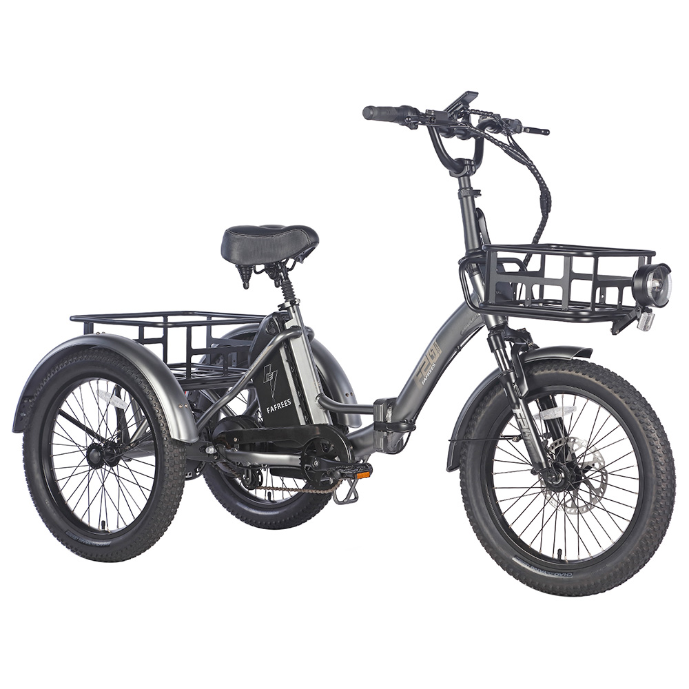 FAFREES F20 Mate Electric Tricycle, 500W Brushless Motor, 48V/18.2Ah Battery, 20*3.0-inch Fat Tires, 25km/h Max Speed, 110km Max Range, Hydraulic Disc Brakes - Black