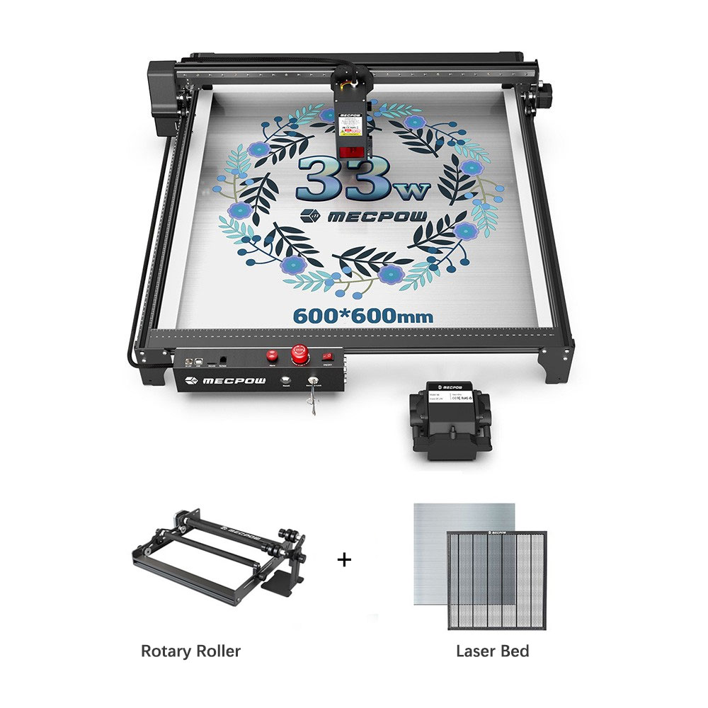 Mecpow X5 Pro Laser + Rotary Roller + Laser Bed