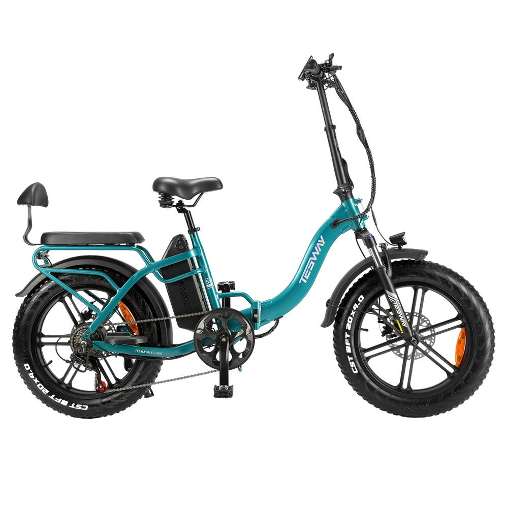 

TESWAY S5 Electric Bike, 250W Motor, 48V 20Ah Battery, 20*4.0 Inch Tires, 25km/h Max Speed, 110km Range, Front & Rear Mechanical Disc Brakes, Hydraulic Suspension, Shimano 7-Speed, LCD Display - Green