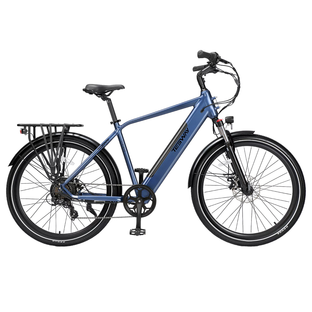 

TESWAY Electric Bike, 250W Motor, 48V 12Ah Battery, 27.5*2.4-inch Tires, 25km/h Max Speed, 65km Range, Suspension Fork, Mechanical Disc Brake, Shimano 7-Speed - Blue