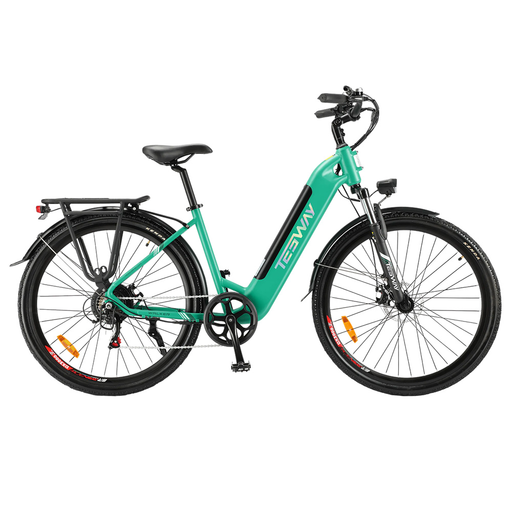 

TESWAY WALKER Electric Bike, 250W Motor, 48V 12AH Battery, 27.5*2.4-inch Tires, 25km/h Max Speed, 90km Range, Mechanical Disc Brakes, Hydraulic Suspension Fork, Shimano 7-Speed - Green