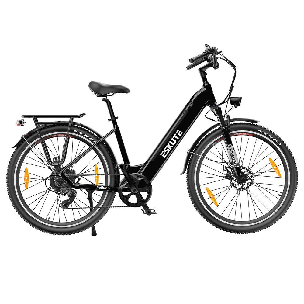 ESKUTE ES-26-LJ Electric Bike, 250W Bafang Motor, 36V 20Ah Battery, 26 x 1.75-inch, 25km/h Max Speed, 120km Range, Disc Brakes, Suspension Fork, SHIMANO 7 Speed - Black