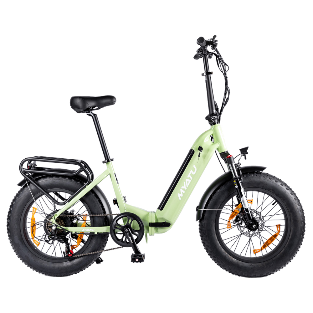 MYATU MYT-20XD Electric Bike, 250W Motor, 36V 25Ah Battery, 20*4-inch Tire, 25km/h Max Speed, 100km Range, Disc Brakes, Suspension Fork, SHIMANO 7 Speed, LCD Display - Green