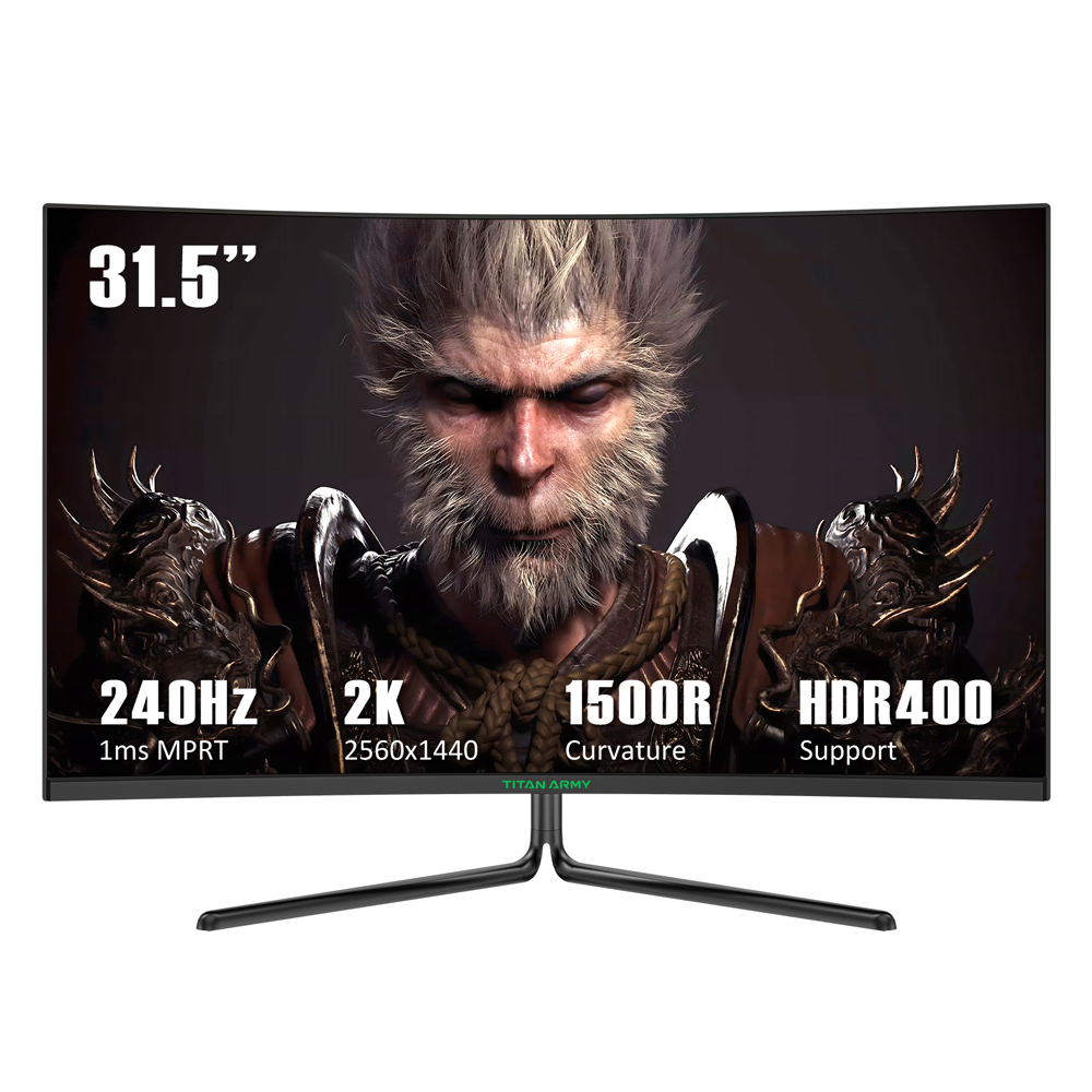 

TITAN ARMY C32C1S 1500R Curved Gaming Monitor, 31.5-inch 2560*1440 HVA Fast Panel, 240Hz Refresh Rate, 1ms GTG, Adaptive Sync, HDR400, 99% sRGB, Game Plus Mode, Support PIP & PBP Display, Low Blue Light