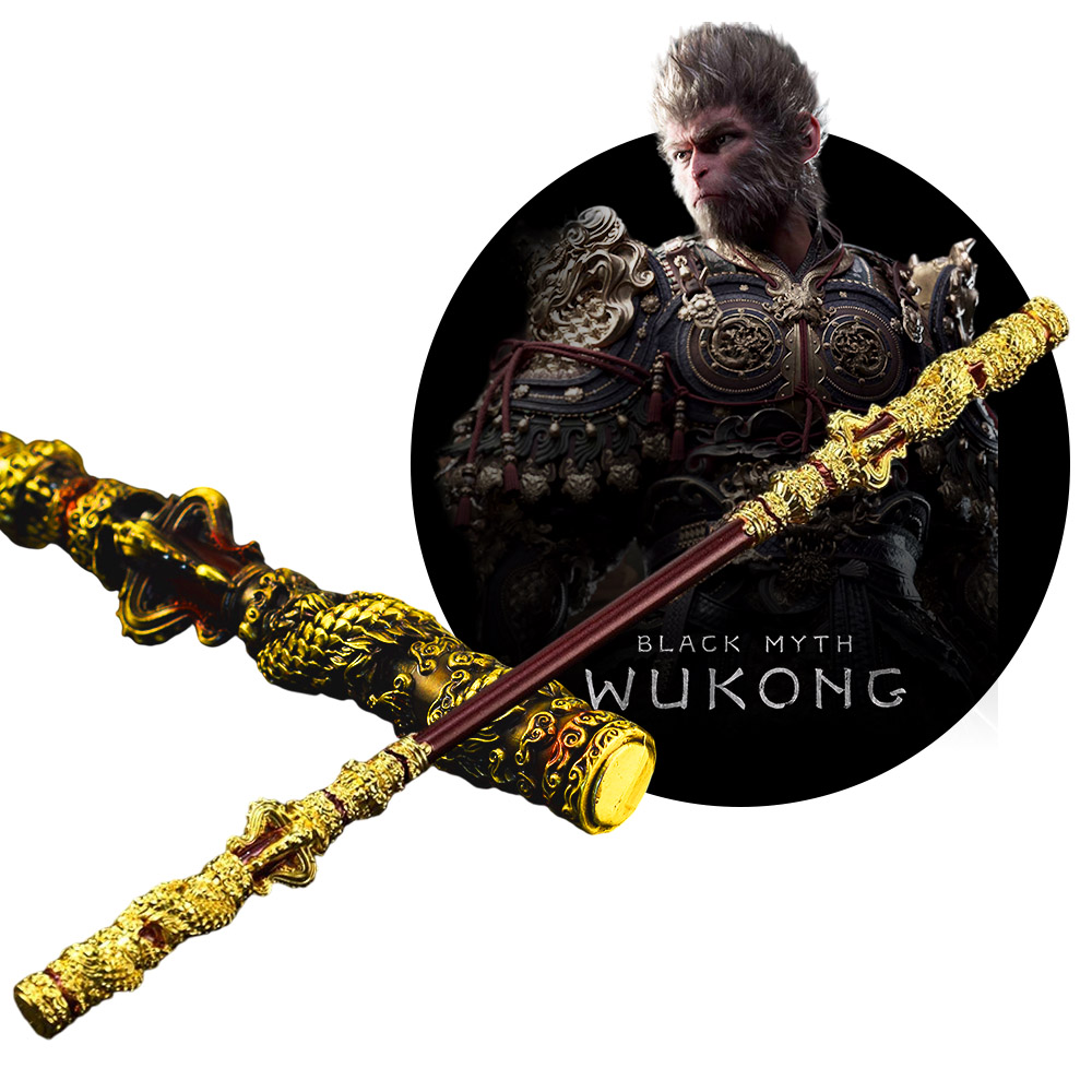 Black Myth Wukong Monkey King Ruyi Golden Cudgel 35cm Model Metal Crafts - Golden