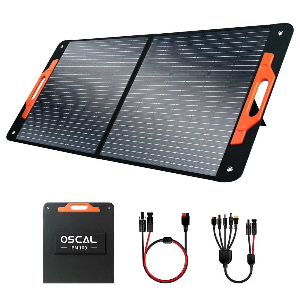 Blackview Oscal PM100 Foldable Solar Panel, IP65 Waterproof, with Type-C QC3.0, USB Output and 5-in-1 Cable