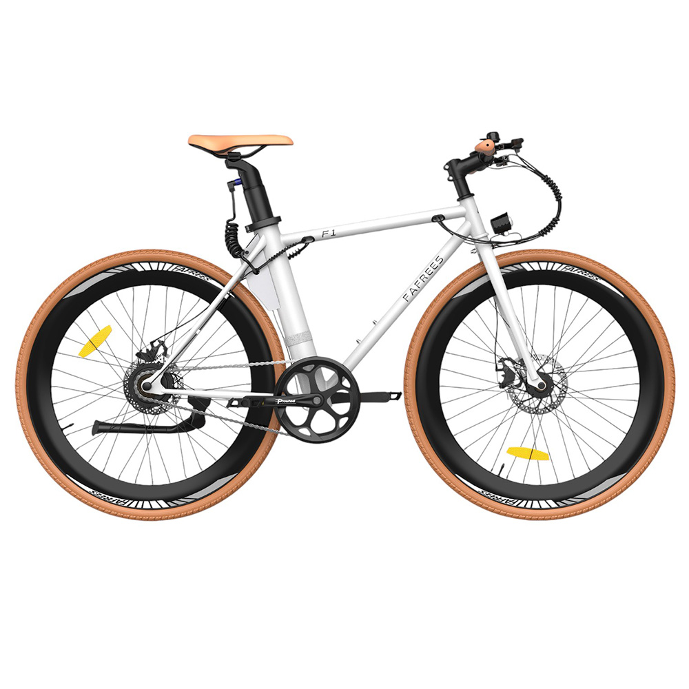 

Fafrees F1 Electric Bike, 250W Motor, 36V 10AH Battery, CST 700C*38C Tires, 25km/h Max Speed, 90km Max Range, Dual Mechanical Disc Brakes - Orange White