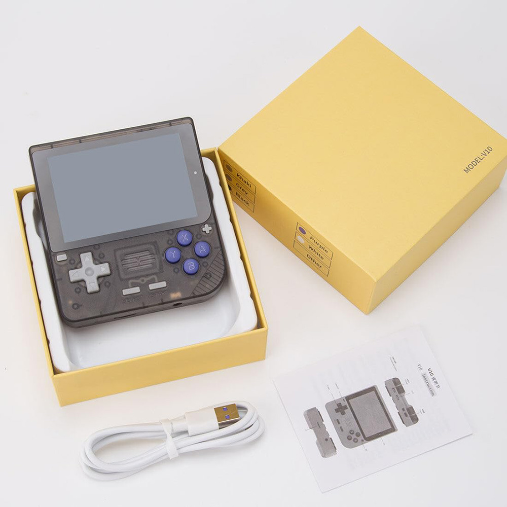 

Powkiddy V10 Handheld Game Console, 128GB TF Card 10000+ Games, 3.5-inch IPS Screen, Open Source Linux System, 64-bit 3D Simulators, 8 Hours Autonomy - Beige, White