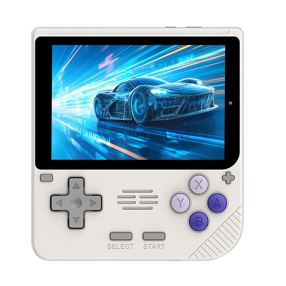 

Powkiddy V10 Handheld Game Console, 3.5-inch IPS Screen, Open Source Linux System, 64-bit 3D Simulators, 8 Hours Autonomy - Beige, White