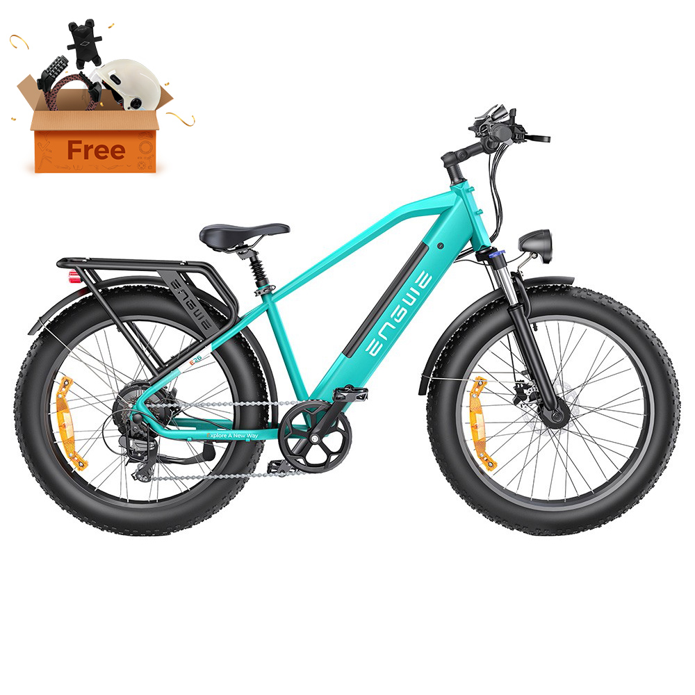 

ENGWE E26 Step-over Electric Bike, 48V 16AH Battery 250W Motor Mountain Bike Shimano 7-Speed Gear 140km Max Range 25km/h Max Speed 26*4.0 inch Fat Tire 150kg Load Hydraulic Disc Brake - Gem Blue