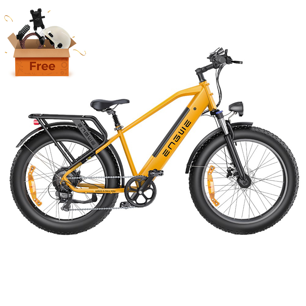 

ENGWE E26 Step-over Electric Bike, 48V 16AH Battery 250W Motor Mountain Bike Shimano 7-Speed Gear 140km Max Range 25km/h Max Speed 26*4.0 inch Fat Tire 150kg Load Hydraulic Disc Brake - Bumblebee Yellow