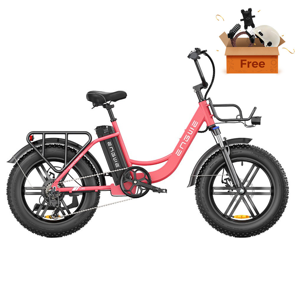 

ENGWE L20 Electric Bike 20*4.0 inch Fat Tire 250W Motor 25km/h Max Speed 48V 13Ah Battery 140km Mileage Max Load 120kg Shimano 7-Speed Transmission - Red, Rose