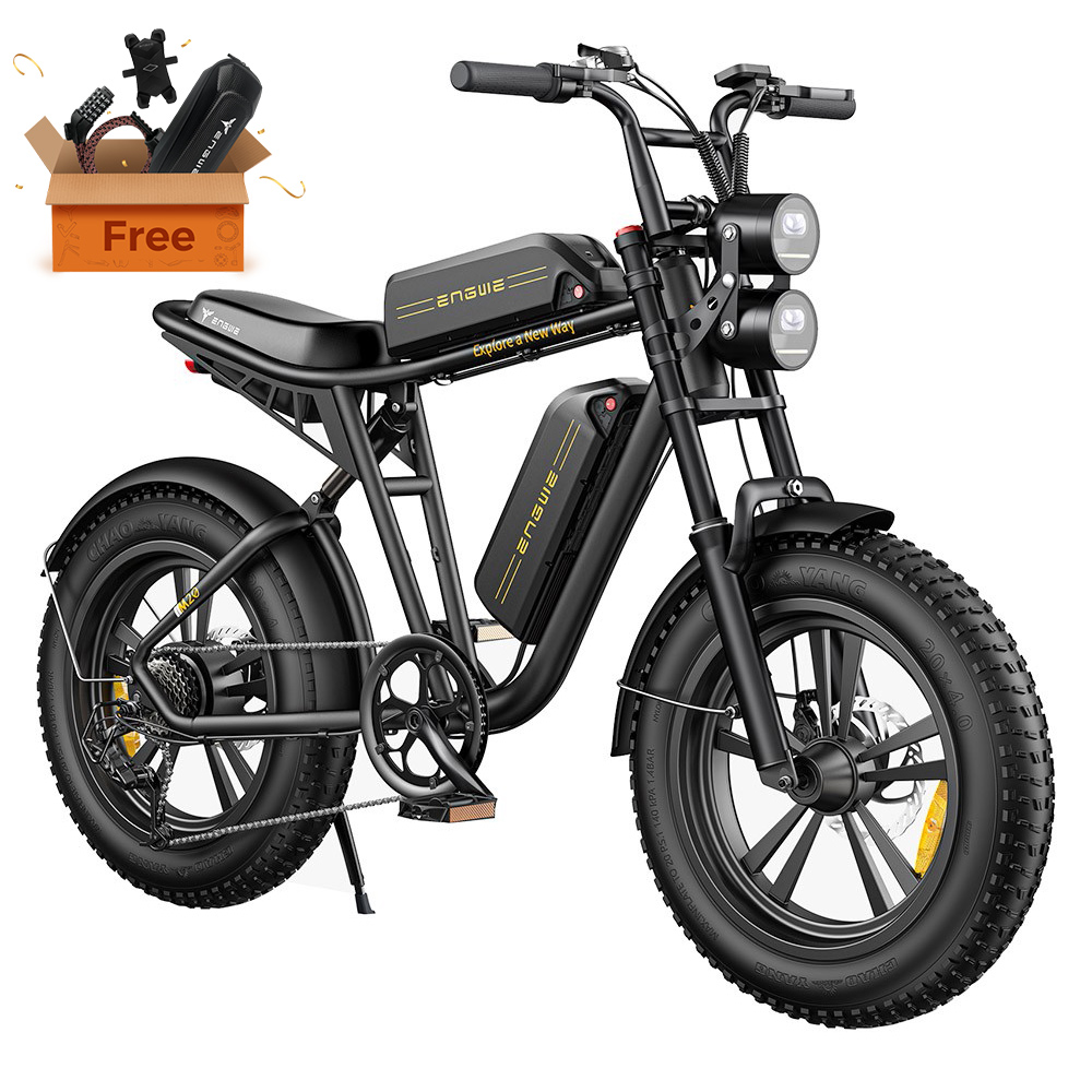 

ENGWE M20 Dual Battery Mountain E-Bike 20*4.0 Inch Fat Tires 750W Brushless Motor 45km/h Max Speed 48V 2*13Ah Batteries Front & Rear Disc Brakes Shimano 7-Speed Gear - Black