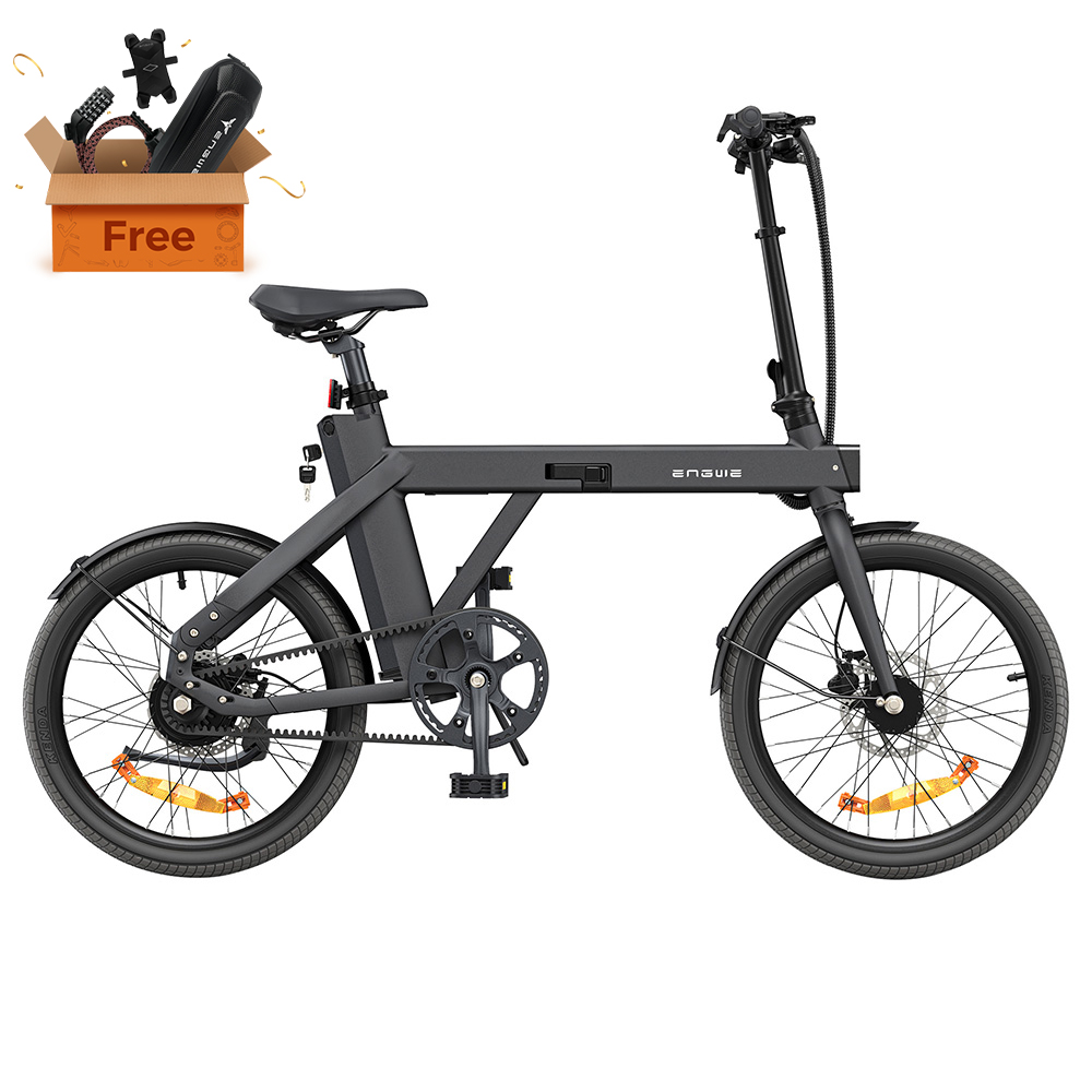 

ENGWE P20 20 inch Folding Electric Bike, 250W Silent Motor Torque Sensor, Carbon Belt 36V 9.6Ah Battery 100km range,25km/h Max Speed, Dual Disc Brake, 18.5kg Light Weight Turn Signal - Black