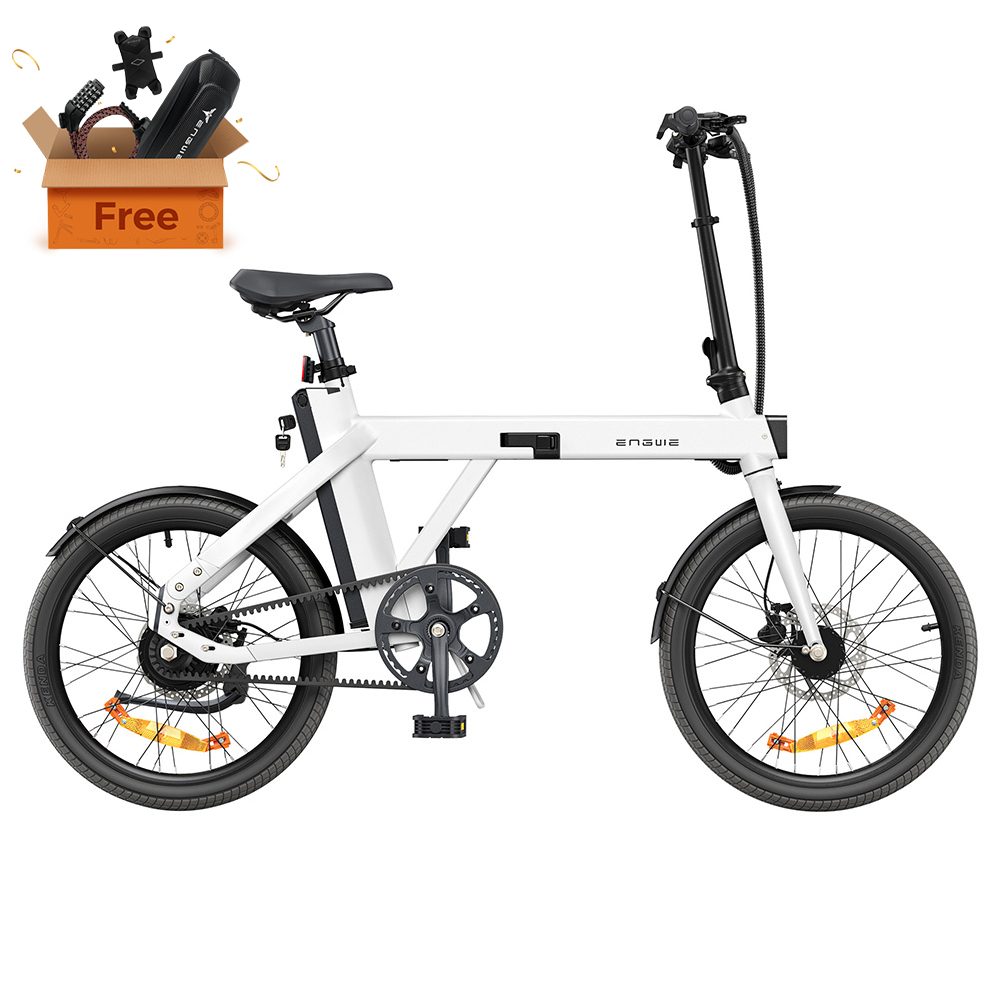 

ENGWE P20 20 inch Folding Electric Bike, 250W Silent Motor Torque Sensor, Carbon Belt 36V 9.6Ah Battery 100km range,25km/h Max Speed, Dual Disc Brake, 18.5kg Light Weight Turn Signal - White