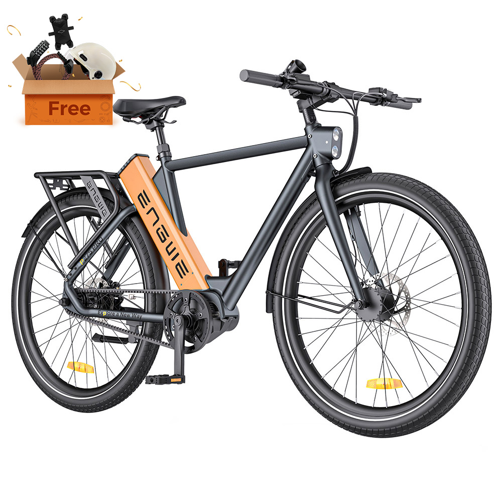 

ENGWE P275 Pro City Electric Bike, 27.5'' Spoke Tires, 250W Bafang Brushless Mid-drive Motor, 3-level Automatic Gear Shifter, 36V 19.2Ah Removable Battery, 260km Max Range, Front & Rear Hydraulic Disc Brake - Black Orange