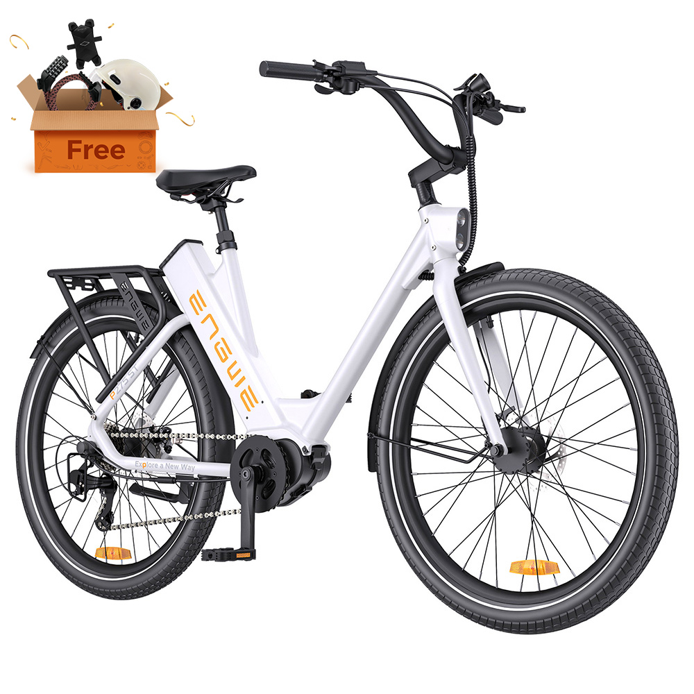 

ENGWE P275 ST Urban Electric Bike, 250W Brushless Mid-drive Torque Sensor Motor, 36V 19.2Ah Removable Battery, 260km Max Range, Hydraulic Disc Brake, 27.5'' Spoke Tires, SHIMANO 9-speed - White