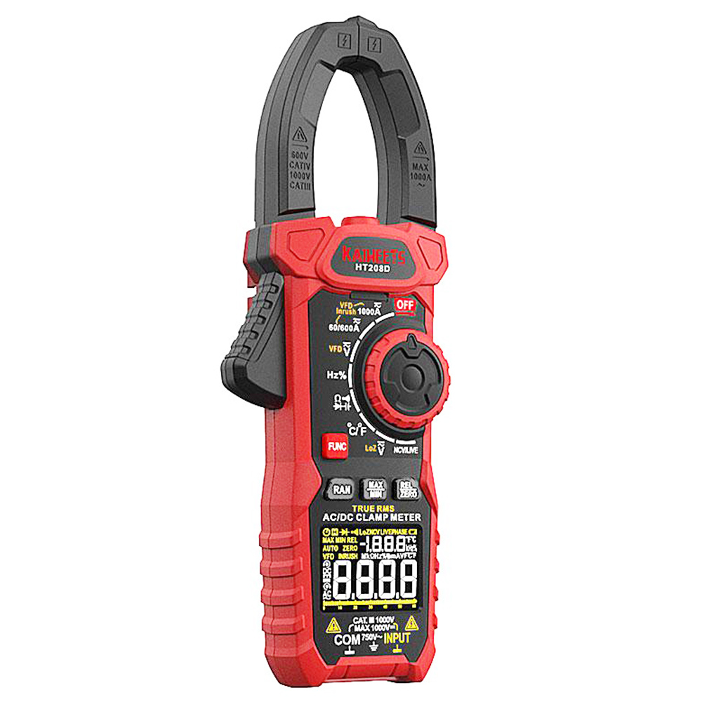 KAIWEETS HT208D Inrush Clamp Meter, 1000A True RMS, VFD, LOZ Mode, 6000 Counts